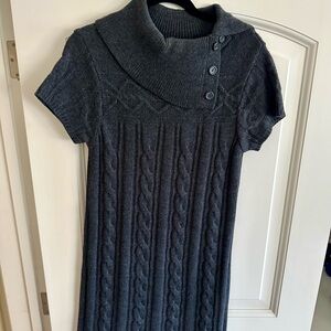 Nine West Charcoal Cable Knit Cowl Neck Sweater Dress